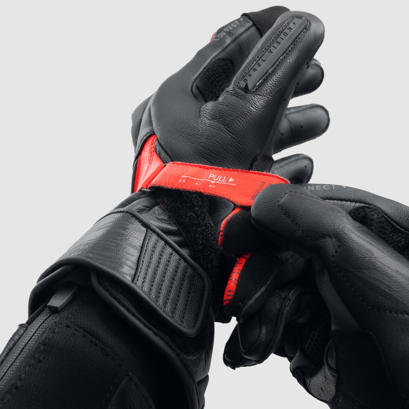 Motorradhandschuhe Rebelhorn Viper schwarz-grau-fluo rot