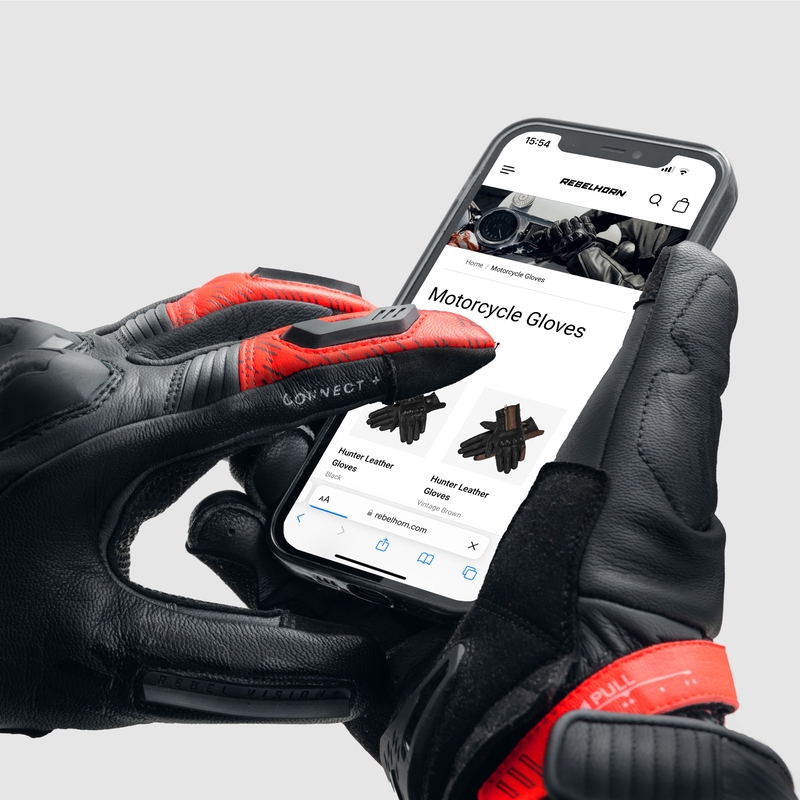 Motorradhandschuhe Rebelhorn Viper schwarz-grau-fluo rot