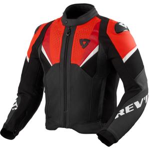 Revit Automate Leder-Motorradjacke schwarz-neonrot