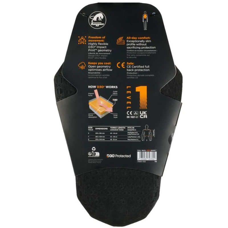 Furygan Full Back Fury D3O® Ghost™ Level 1 Rückenprotektor