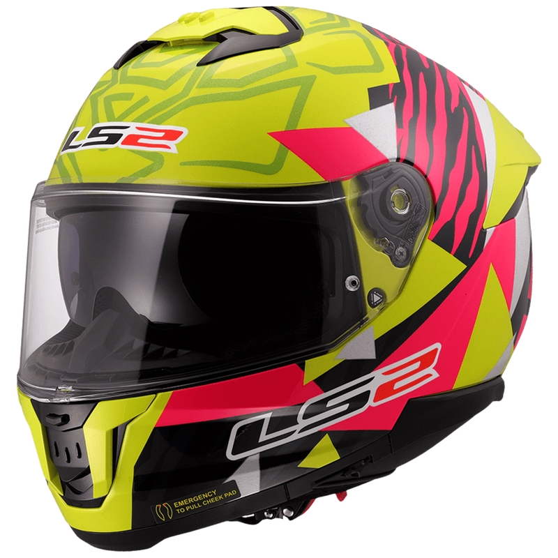 Integralhelm Motorrad LS2 FF808 Stream II Tiger fluo gelb-pink
