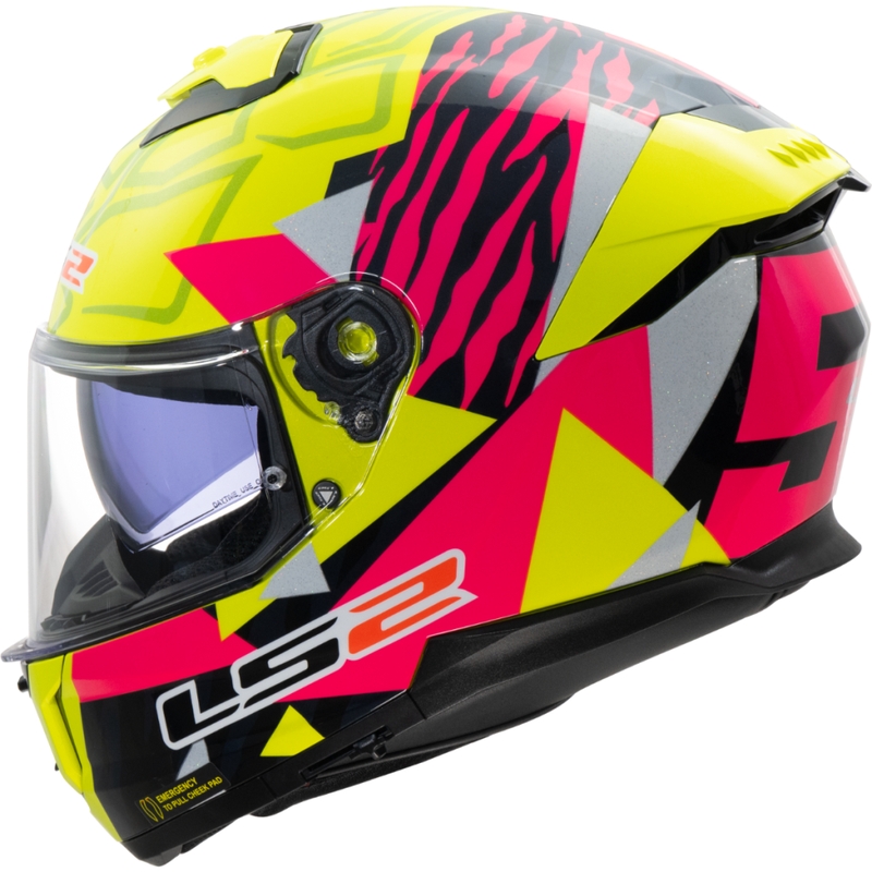 Integralhelm Motorrad LS2 FF808 Stream II Tiger fluo gelb-pink