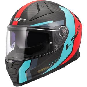 Integralhelm Motorrad LS2 FF811 Vector II C Grid rot-türkis