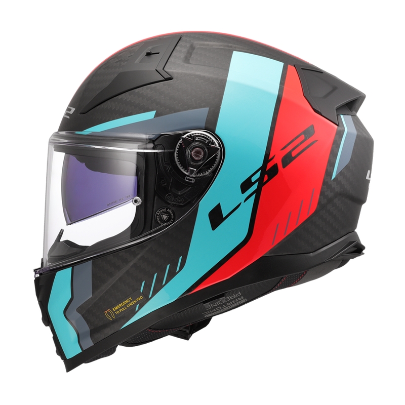 Integralhelm Motorrad LS2 FF811 Vector II C Grid rot-türkis