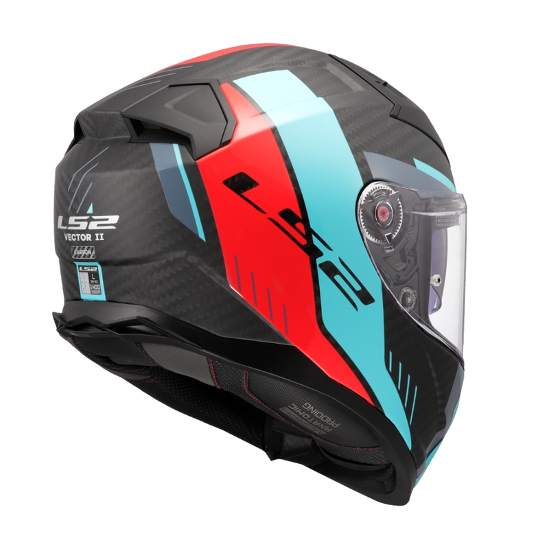 Integralhelm Motorrad LS2 FF811 Vector II C Grid rot-türkis