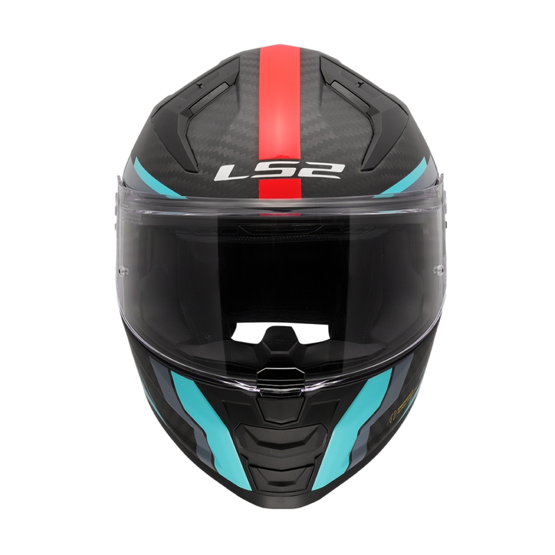 Integralhelm Motorrad LS2 FF811 Vector II C Grid rot-türkis