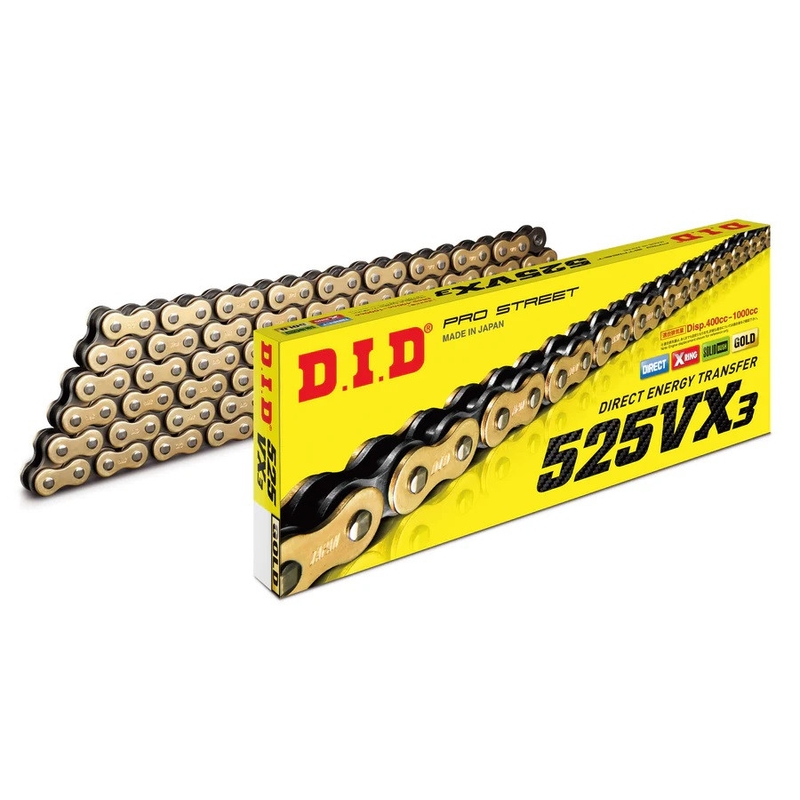 VX series X-Ring chain D.I.D Chain 525VX3 116 L golden/schwarz