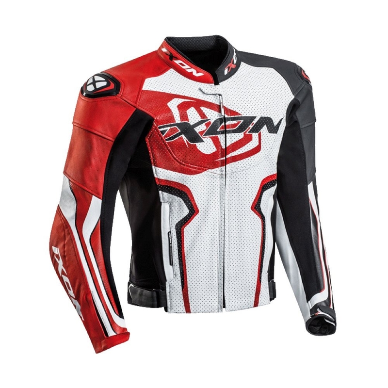Motorradjacke IXON Falcon weiß-rot-schwarz Ausverkauf