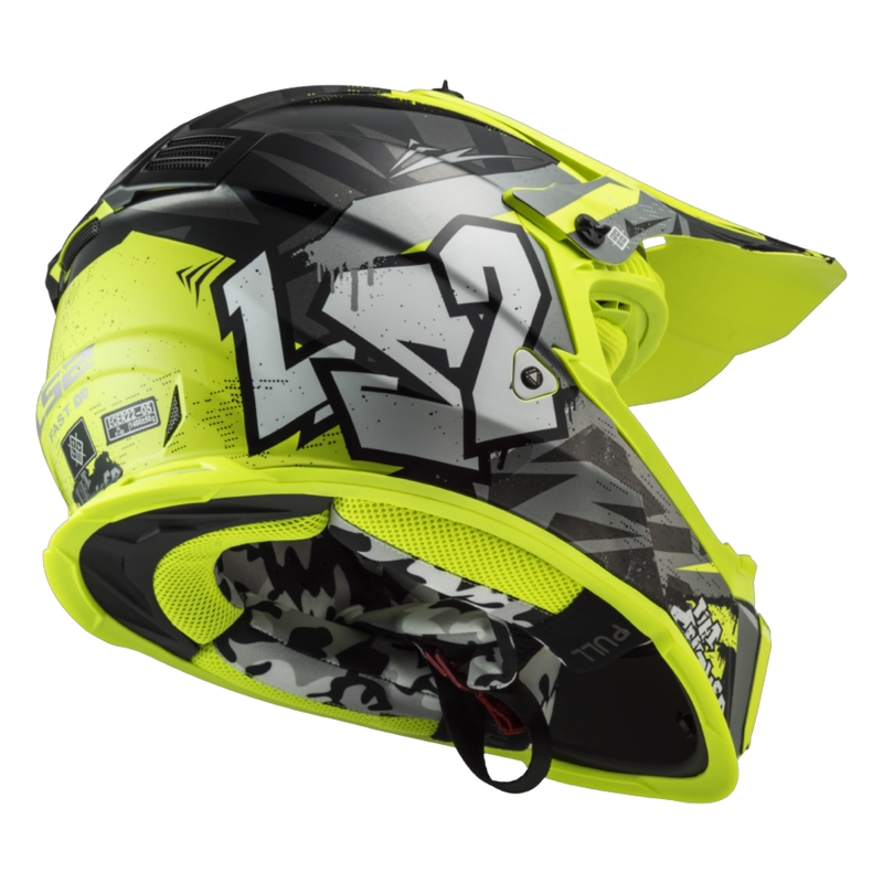 Kinder Motocrosshelm LS2 MX437 Fast EVO Mini Crusher schwarz-gelb