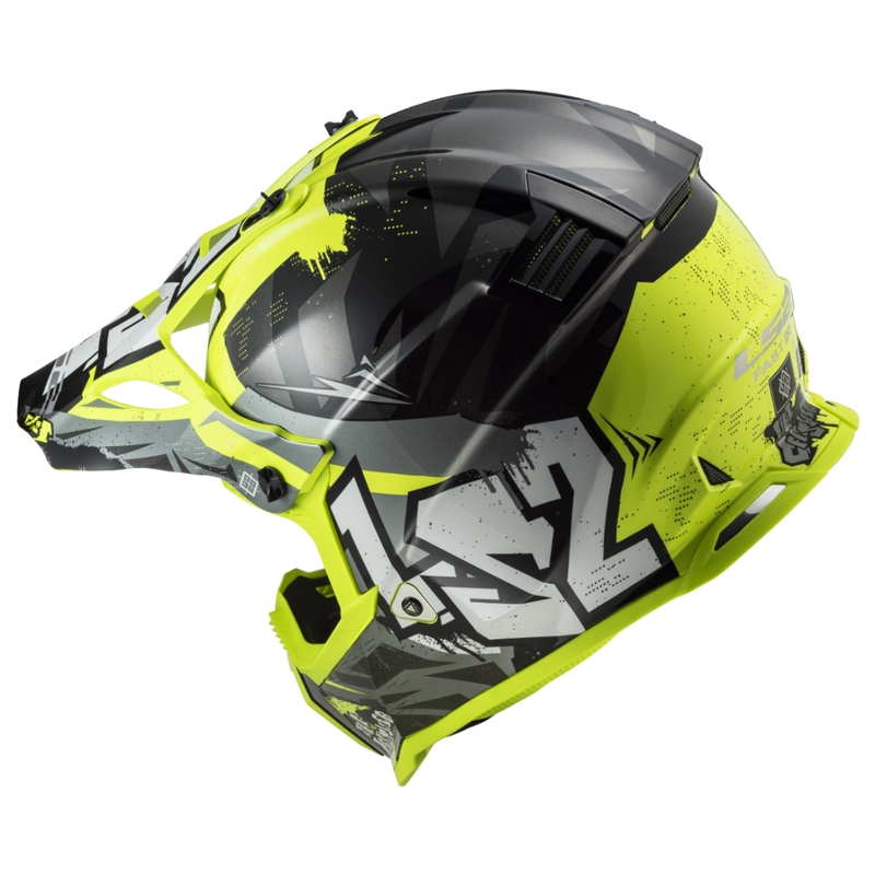 Kinder Motocrosshelm LS2 MX437 Fast EVO Mini Crusher schwarz-gelb