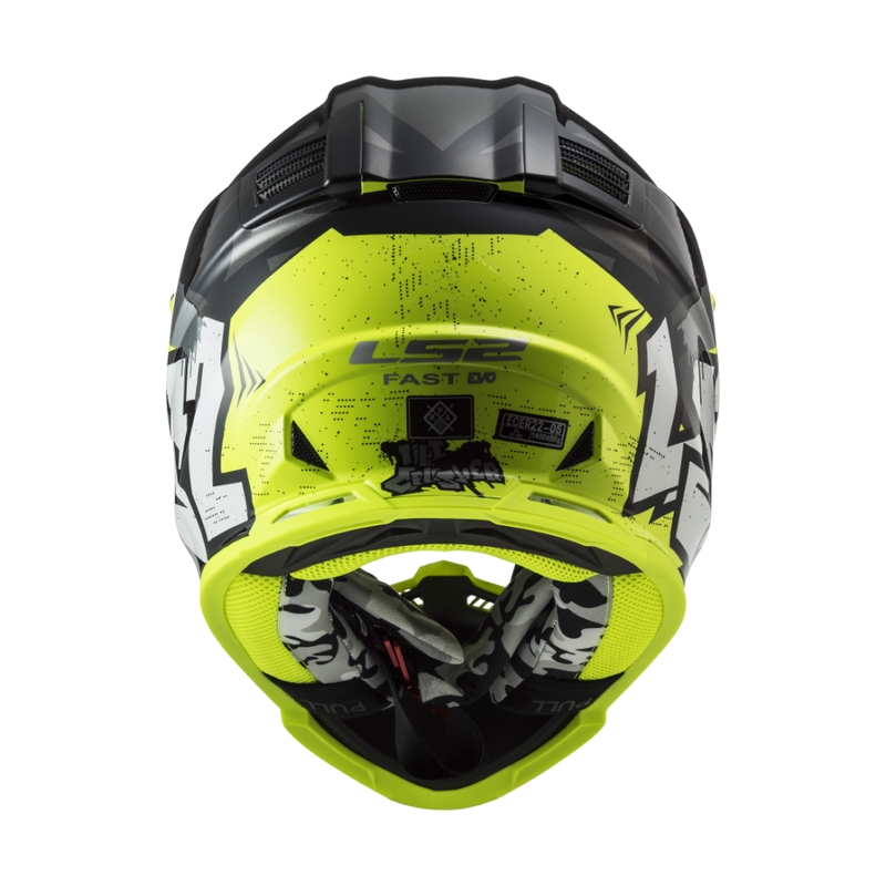 Kinder Motocrosshelm LS2 MX437 Fast EVO Mini Crusher schwarz-gelb