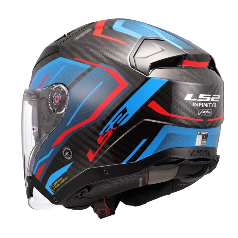 Offener Motorradhelm LS2 OF603 Infinity II C Urus blau-rot