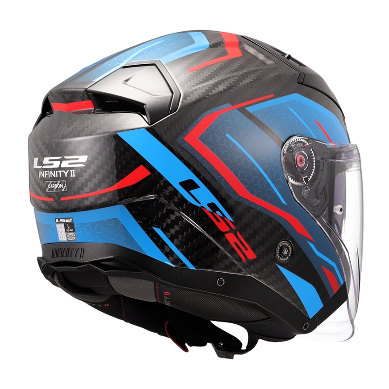 Offener Motorradhelm LS2 OF603 Infinity II C Urus blau-rot