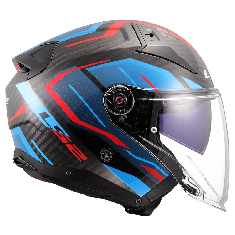 Offener Motorradhelm LS2 OF603 Infinity II C Urus blau-rot