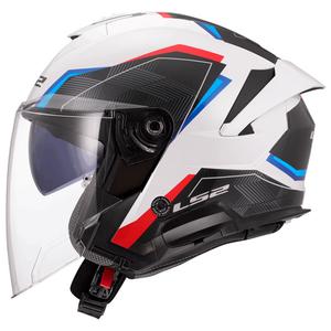 Offener Motorradhelm LS2 OF618 Verso II Air weiß-blau-rot