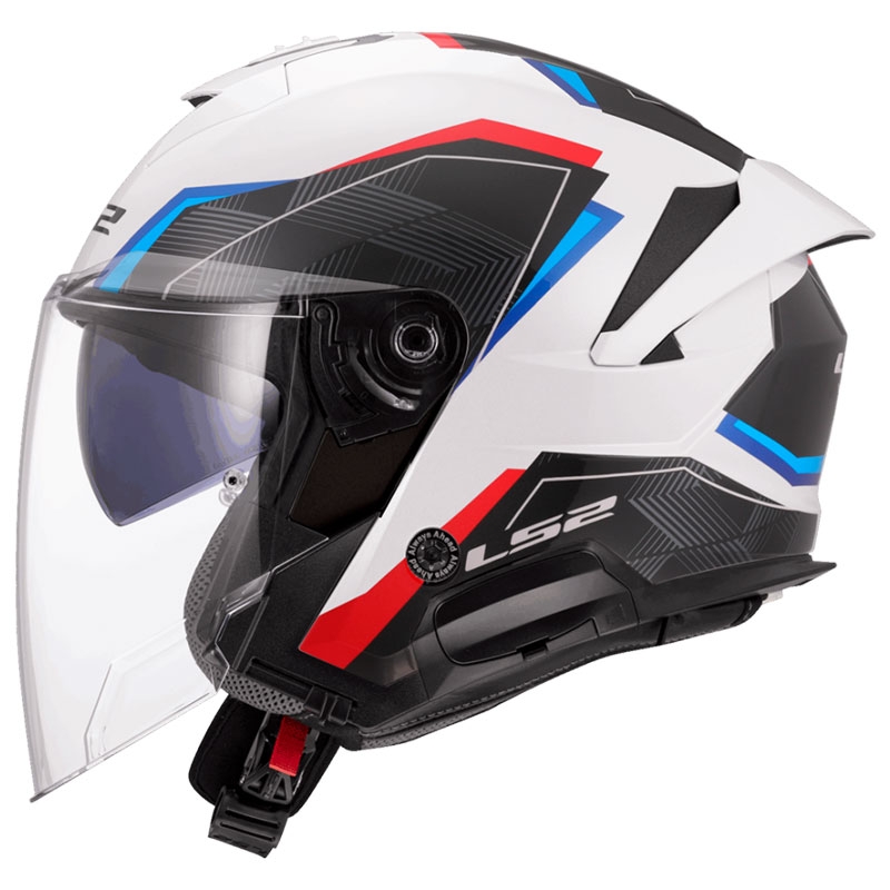 Offener Motorradhelm LS2 OF618 Verso II Air weiß-blau-rot