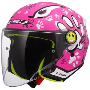 Kinder-Jet-Motorradhelm LS2 OF622 Funny II Paws pink