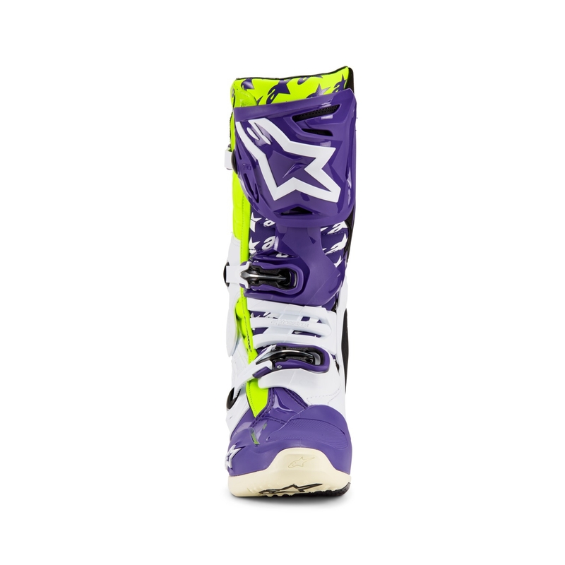 Alpinestars TECH 10 Motorradstiefel Limited Edition Dirt Studios lila-weiß-fluogelb