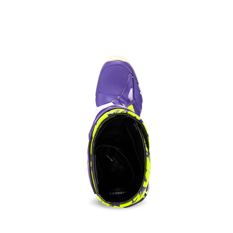 Alpinestars TECH 10 Motorradstiefel Limited Edition Dirt Studios lila-weiß-fluogelb