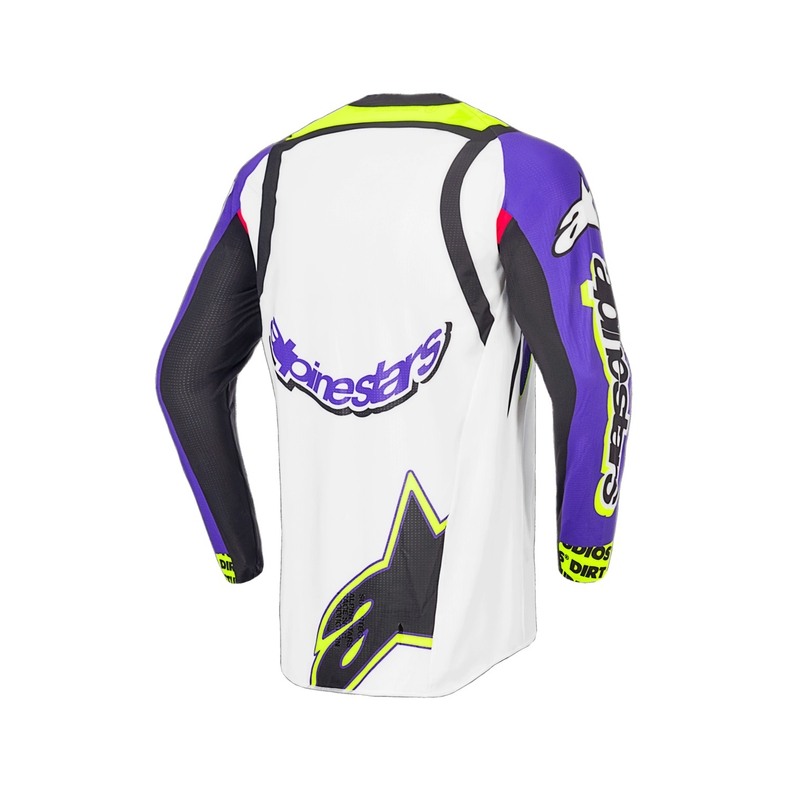 Alpinestars Supertech SX Motocrosstrikot Limited Edition Dirt Studios weiß-lila-pink-fluogelb