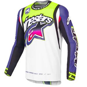 Alpinestars Supertech SX Motocrosstrikot Limited Edition Dirt Studios weiß-lila-pink-fluogelb
