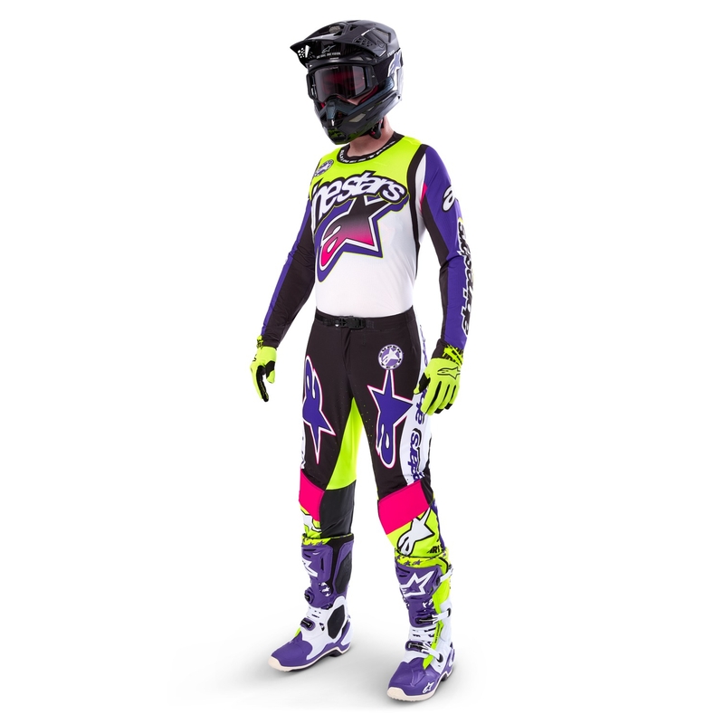 Alpinestars Supertech Motocrosshose Limited Edition Dirt Studios weiß-lila-pink-fluogelb