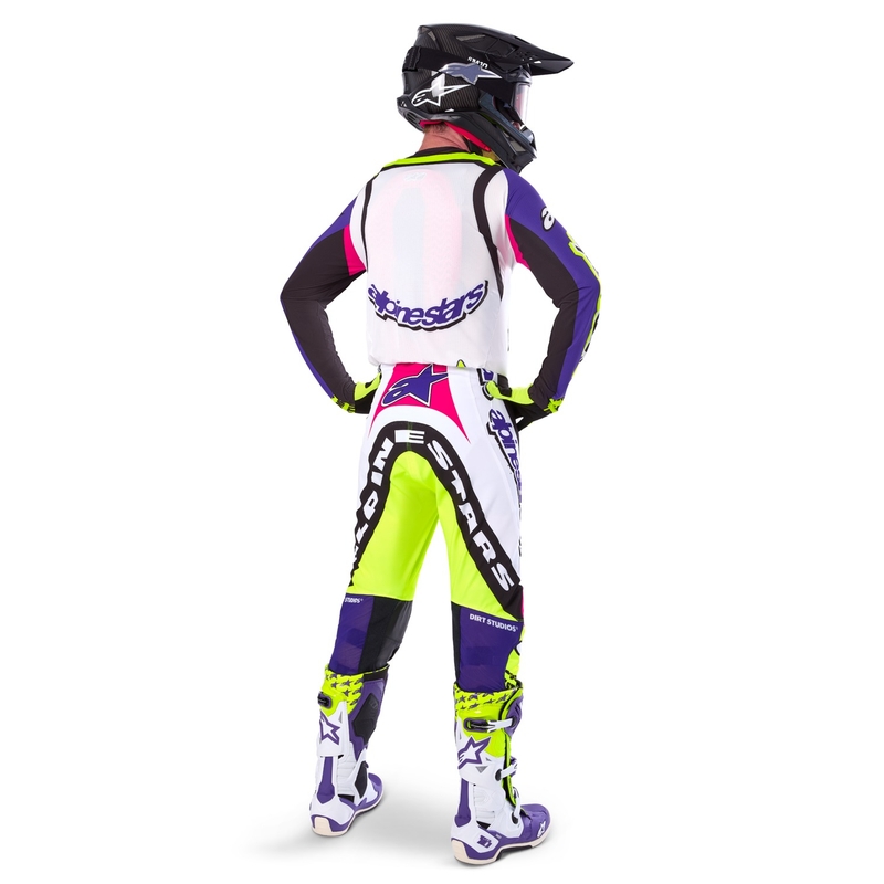 Alpinestars Supertech Motocrosshose Limited Edition Dirt Studios weiß-lila-pink-fluogelb