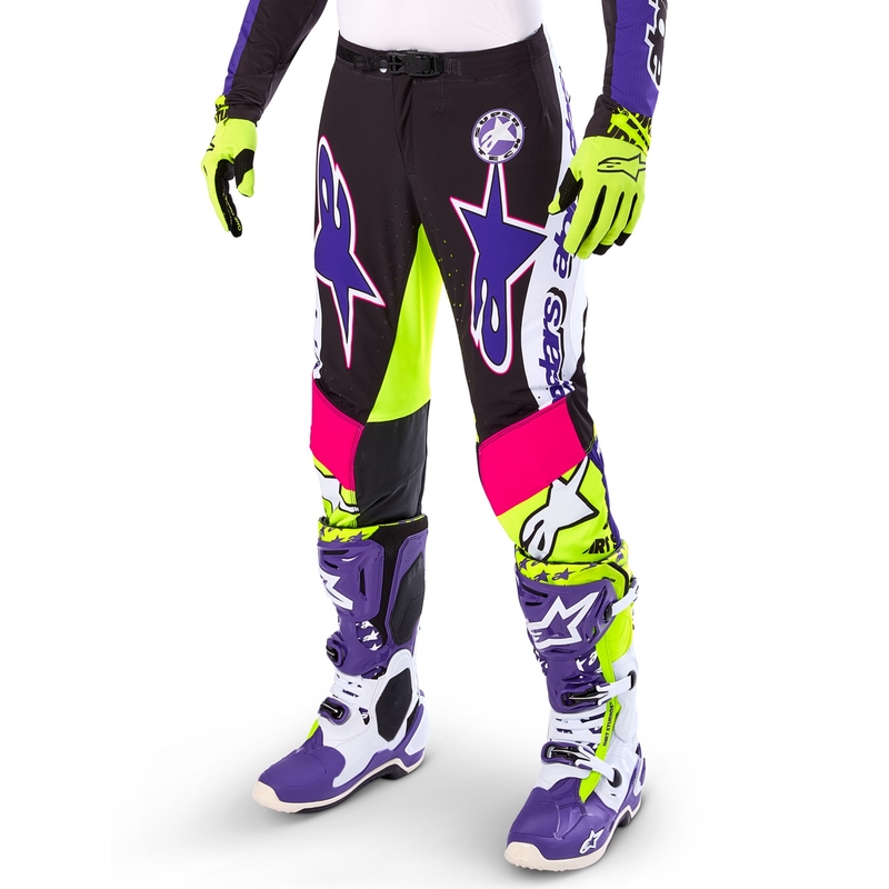 Alpinestars Supertech Motocrosshose Limited Edition Dirt Studios weiß-lila-pink-fluogelb