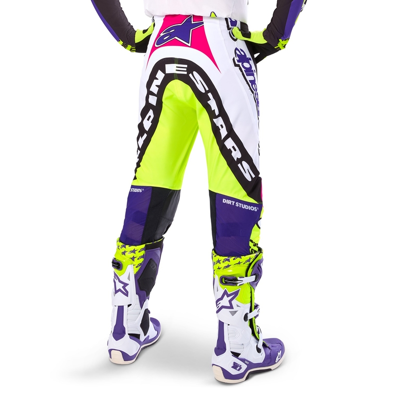 Alpinestars Supertech Motocrosshose Limited Edition Dirt Studios weiß-lila-pink-fluogelb