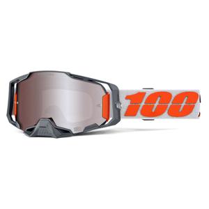 Motocrossbrille 100% ARMEGA Silber mit silbernem HIPER Plexiglas