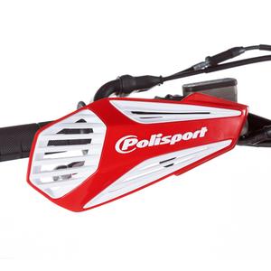 Handguard POLISPORT MX AIR 8308400010 with universal handlebar mounting kit Red CR04 / White