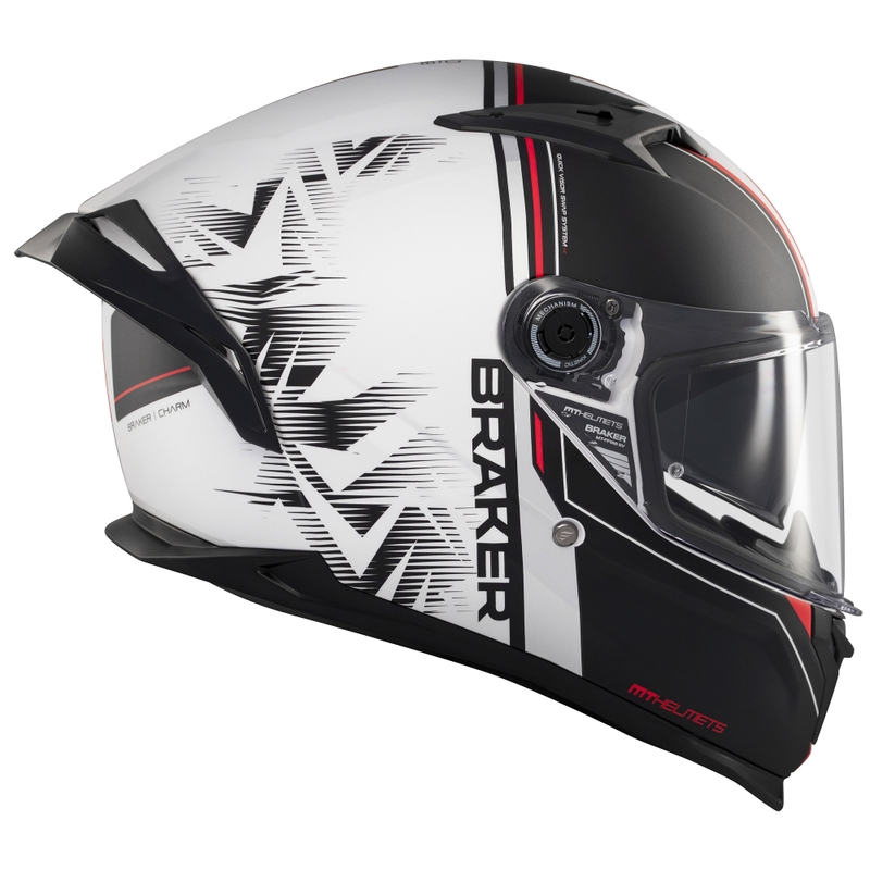 Integrierter Motorradhelm MT Braker SV Charm mattschwarz-weiß
