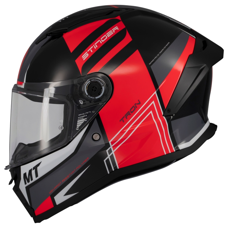 Integrierter Motorradhelm MT Stinger 2 Tron schwarz-rot-grau