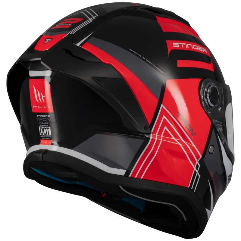 Integrierter Motorradhelm MT Stinger 2 Tron schwarz-rot-grau