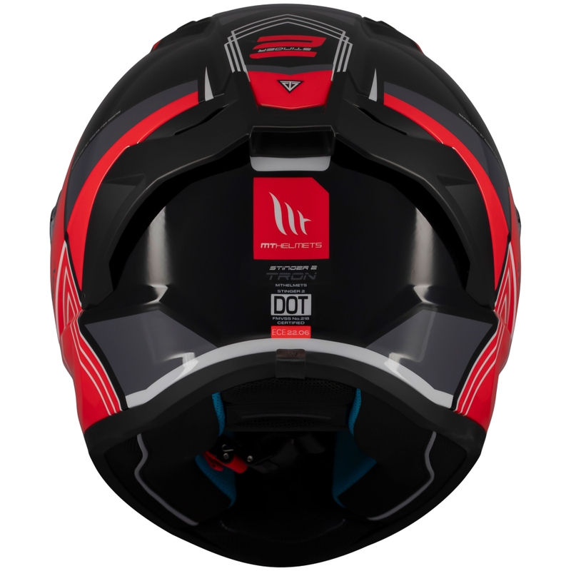 Integrierter Motorradhelm MT Stinger 2 Tron schwarz-rot-grau