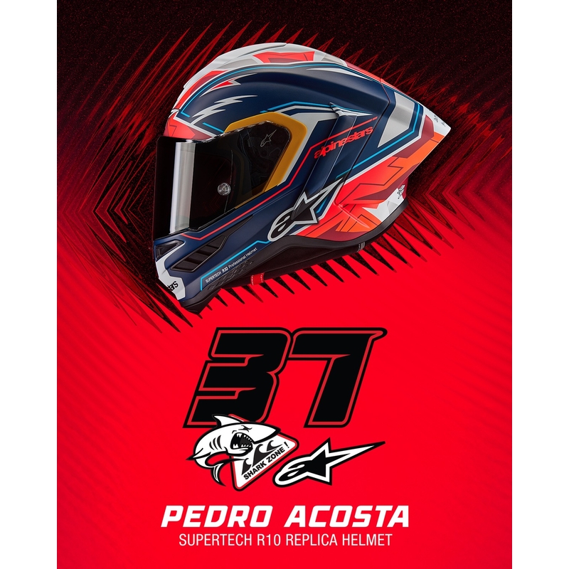 Alpinestars Supertech R-10 Limited Edition Pedro Acosta Integralhelm Matt Blau-Rot-Weiß