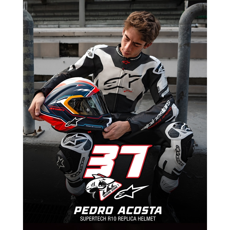 Alpinestars Supertech R-10 Limited Edition Pedro Acosta Integralhelm Matt Blau-Rot-Weiß
