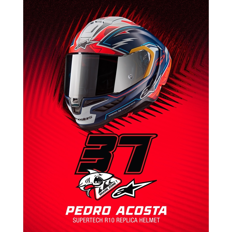 Alpinestars Supertech R-10 Limited Edition Pedro Acosta Integralhelm Matt Blau-Rot-Weiß