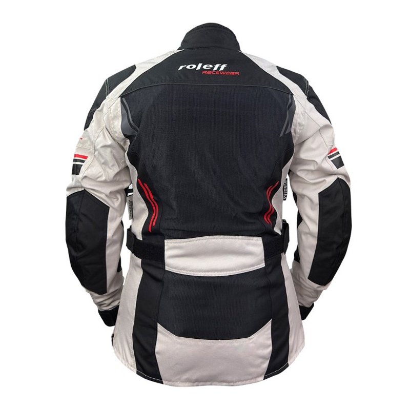 Damen Motorradjacke Roleff Mesh schwarz-beige-rot