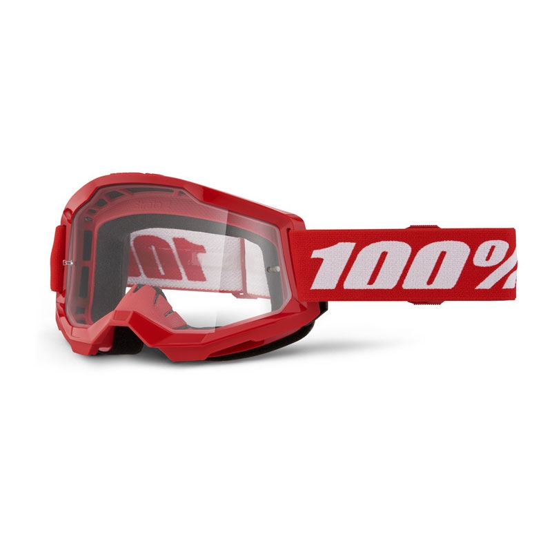 Kinder-Motocrossbrille 100% Strata 2 rot (klares Plexiglas)