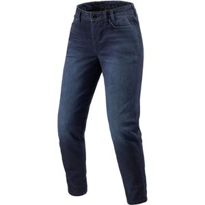 Revit Harper Tapered Damen Motorradjeans short  - Washed Dark Blue