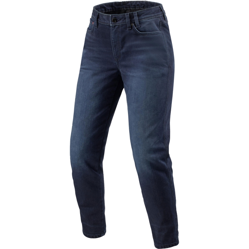Revit Harper Tapered Damen Motorradjeans short  - Washed Dark Blue