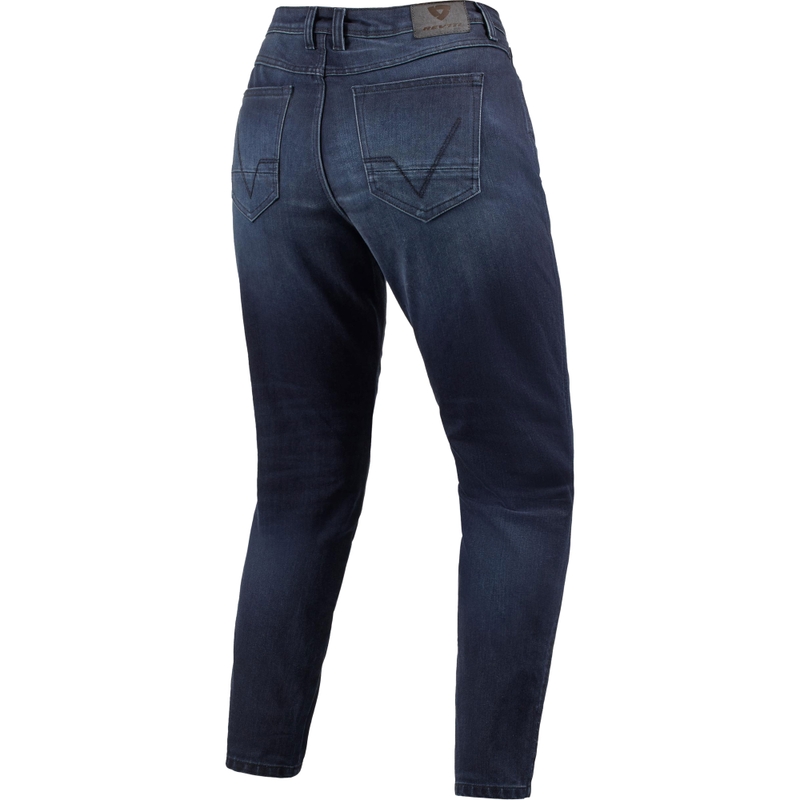 Revit Harper Tapered Damen Motorradjeans short  - Washed Dark Blue