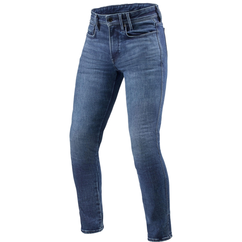 Revit Piston 3 Skinny Short Motorradjeans verwaschenes Blau