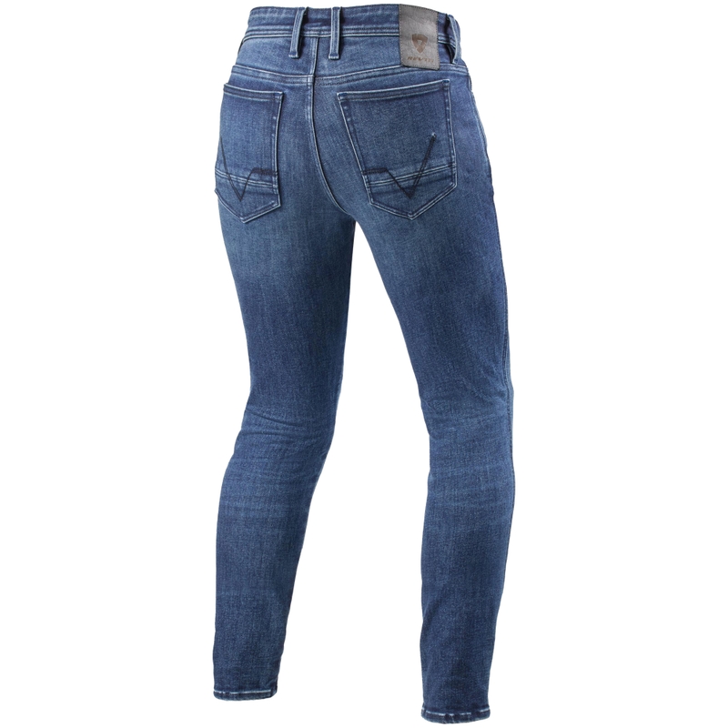 Revit Piston 3 Skinny Short Motorradjeans verwaschenes Blau