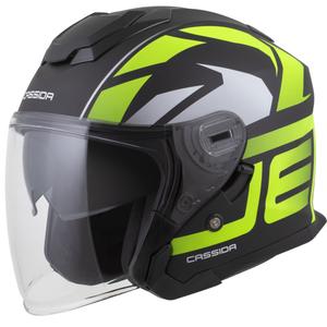 Motorradhelm Cassida Jet Tech 2.0 RoTo Mattschwarz-Neongelb-Weiß