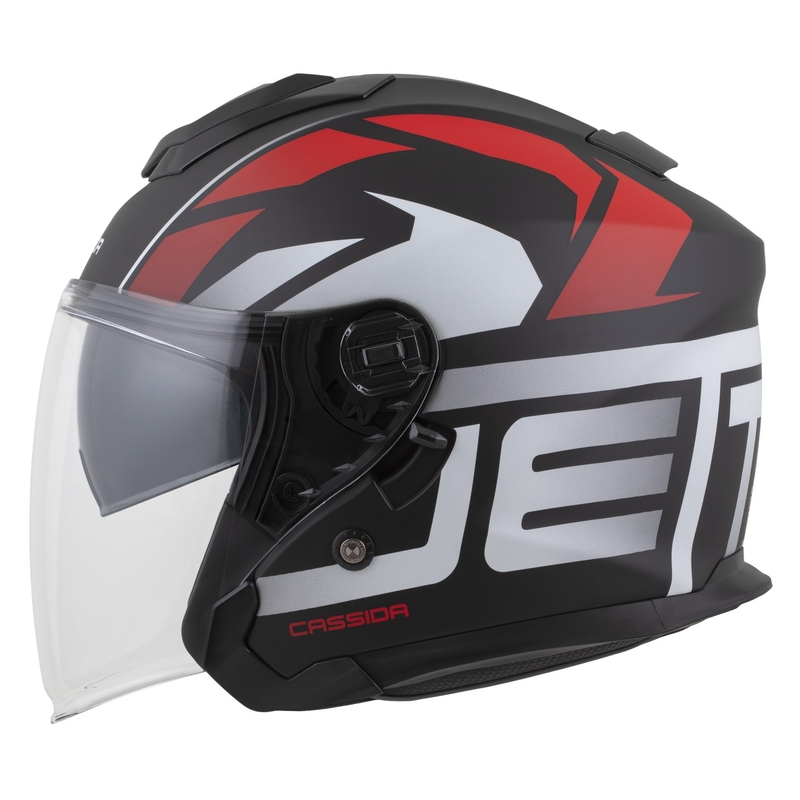 Motorradhelm Cassida Jet Tech 2.0 RoTo Mattschwarz-Rot-Weiß