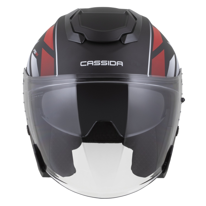 Motorradhelm Cassida Jet Tech 2.0 RoTo Mattschwarz-Rot-Weiß