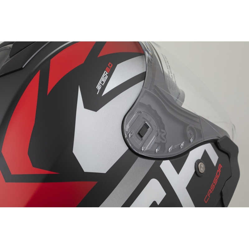 Motorradhelm Cassida Jet Tech 2.0 RoTo Mattschwarz-Rot-Weiß