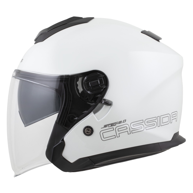 Motorradhelm Cassida Jet Tech 2.0 Solid Weiß-Schwarz-Grau